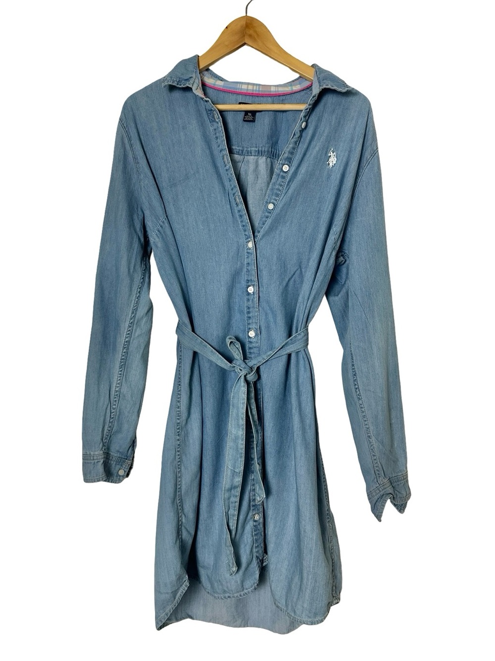U.S. Polo Assn. Long Sleeve Denim Belted Shirt Dress Size XL